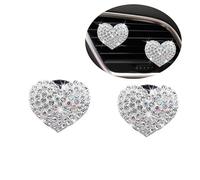 2Pcs Bling Heart Shaped Air Vent Clips, Crystal Air Fresheners Vent Clips Rhinestone Oil Diffuser Vent Clip Car Interior Decoration for Women (Silver)