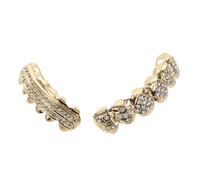 2Pcs Bling Mouth Grill Caps Comfortable Rhinestone Poker Style Tooth Decorations for Hip Hop Fashion Unique Rapper Jewelry Easy to Clean Secure Fit