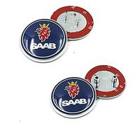 2PCS Blue Badge Set Front Bonnet And Rear Boot Badge Emblem Sticker For SAAB 93 9-3 95 9-5 2003-2010 12844161 12785871
