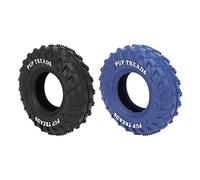 2Pcs Blue Black Safe Tire Shape Rubber Chew Toy for Medium Large Dogs, Features Face, Interactive, Cleans Teeth with You and Your Dog, for Parks, Yard