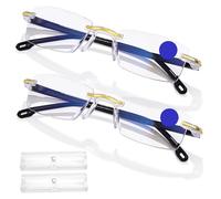 2Pcs Blue Blocker Glasses, Auto Focus Glasses Self Adjusting for Eye Strain with Dynamic Vision Technology, HD Lenses for Men & Women