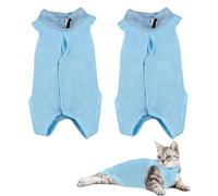 2PCS Blue Breathable Modal Cotton Cat Surgery Recovery Suit - Size S (Fits 2-4Kg), Elastic Lick-Proof Female Cat Onesie with Adjustable Collar, Pet Care for Spay Recovery & Weaning (S)