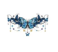 2PCS Blue Butterfly Color Tattoo Stickers Waterproof And Durable
