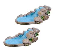 2Pcs Blue DIY Miniature Mini Water Pool Fairy Garden Lawn Ornament for Mountain Dollhouse Decor Craft Outdoor Statues Antique European Village Character and Manor Style