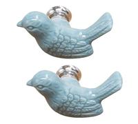 2pcs Blue Door Knobs Ceramic Cabinet Pull, Single Hole European Style