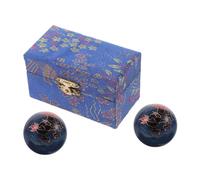 2pcs Blue Enamel Hand Massage Ball for Men and Elderly Office Work | Portable Stress Relief, Enhanced Grip, Therapeutic Aid, Wrist Training