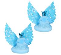 2pcs Blue Funny Rubber Duck Car Decoration with with Crown, Rhinestone Strip, Sunglasses & Wings, Blue Angel Mini Ducks for Dashboard Adornment, Quirky Desk Ornament & Car Accessories for Adults