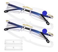 2Pcs Blue Glasses Self Adjusting, Dual Focusing Eyeglasses Smart Zoom Reading Anti-Blue Presbyopia Glass Look Far and Near for Men Women