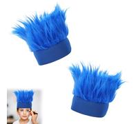 2pcs Blue Hairy Crazy Troll Headbands, Fun & Fuzzy Novelty Crazy Troll Hair Wigs Costume Accessories for Halloween Cosplay Sports Events Birthday Parties Stage Performances