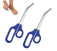 2Pcs Blue Long Handled Toenail Clippers, Stainless Steel Nail Scissors for Toenails, Angled Blade, Non-Slip Handle, Suitable for Adults Seniors Pregnant Women and Nail Care