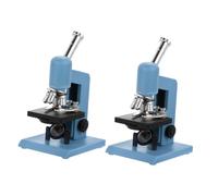 2Pcs Blue Miniature Microscope for Dollhouse DIY Science Kit Portable Handheld Lab Tool Realistic Educational Microscope for Miniature Science Scenes