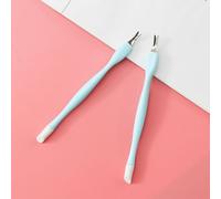 2Pcs Blue Nail Cuticle Trimmer Rubber Nail Cleaner, Plastic Handle Foot Files, Double End Nail Dead Skin Fork Pusher Remover Tools