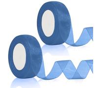 2PCS Blue Organze Ribbon for Gift Wrapping 25mm 100 Yards for Crafting Chiffon Ribbons for Craft Bouquet Wrapping Wreaths Brithday Party Wedding Graduation Ceremony Baby Shower Decoration Cake Decor