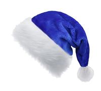 2pcs Blue Santa Hat Sparkly for Adult, Thickened Classic Father Christmas Costume, Sequin Plush Luxury Santa Claus Cap, Holiday Party for Men Women New Year