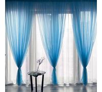 2Pcs Blue Sheer Curtains 270Cm Long 150Cm,gauzy Airy Light Filtering Curtain, Voile Home Decor Drapes With Dual Rod Pocket