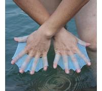 2Pcs Blue Silicone Swim Gear Fins Hand Webbed Flippers Training Glove Fingers Hand Palm Webbed Flippers Training Gloves Water Resistance Swimming Aquatic Gloves