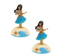 2Pcs Blue Solar Powered Dancing Figures Decoration -Hawaii Shaking Head Ornaments Hula Girl -Car Dashboard Interior Decoration Desktop Ornaments,Solar Power Kits Learning and Education