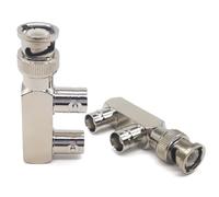 2PCS BNC Tee Splitter Coax Adaper, BNC Male to Dual BNC Female Coax Connector, Low Loss BNC Splitter F Shape 3 Ways BNC Tee Connector Adapter for FPV Antennas, CB Radio, Coaxial Cable