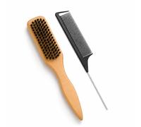2Pcs Boar Bristle Hair Brush, Slick Back Hair Brush Styling Comb
