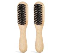 2Pcs Boar Brush, Bristle Brush for Smoothing & Edge Control, Anti Frizz Bamboo Hairbrush (Mini Size)