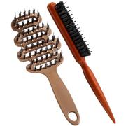 2PCS Boar Brush, Hair Brush, Boar Bristle Hair Brush 2-Pack Slick-Back Volume Scalp Massage Smoothing Natural Shine Gift