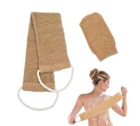 2pcs Body Scrubber, Natural Hemp Back Scrubber, Back Exfoliator Belt & Exfoliating Glove, Back scrubbers for use in Shower, Loofah Back Scrubber for Acne, Dead Skin, Back Washers for Shower