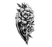 2pcs Body Tattoo Sticker God Monster Jesus ,Wolf , Lion Tattoo Sticker Waterproof Arm Legs Back For Men Women Couple(007)