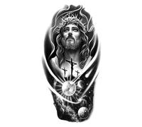 2pcs Body Tattoo Sticker God Monster Jesus ,Wolf , Lion Tattoo Sticker Waterproof Arm Legs Back For Men Women Couple(001)