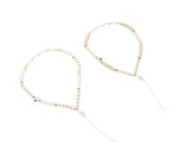 2pcs Bohemian Style Beaded Phone Wrist Strap with Soft Pottery Pearl-like Charms, Beige and White Phone Hanging Lanyard for Cellphone Decor and Anti-lost Use