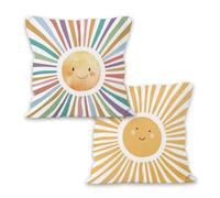 2PCS Bohemian Sun Cushion Covers 45×45CM, Colorful Double-Sided Printed Cotton Pillow Covers, Decorative Throw Pillows for Sofa, Bed Pillows Decorative & Sofa Cushion Covers，for Living Room Bedroom