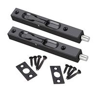 2pcs Bolt Protector Concealed Sliding Bolt Lock - 6 inch Concealed Safety Door Lock for French Doors, Composite Doors, Wooden Doors, Double Doors, Virtual Doors, Bolts (Black)