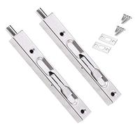 2pcs Bolt Protector Concealed Sliding Bolt Lock - 8 inch Concealed Safety Door Lock for French Doors, Composite Doors, Wooden Doors, Double Doors, Virtual Doors, Bolts (Argent)