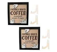 2PCS Boo'd Coffee Halloween Sign, Funny Halloween Coffee Bar Decorations, Booed Coffee Sign,Wooden Halloween Kitchen Decor Accessories, Cute Coffee Bar Wood Sign, for Home Tabletop Ornament