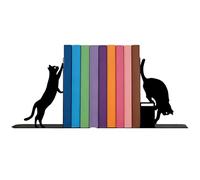 2pcs Book Ends Black Cat Bookends for Shelves Quirky Book Holder, Designed Bookshelf Decor Mental Book Stopper Creative Bookends for Home Office Decorative Bookshelf Bookworms Gift