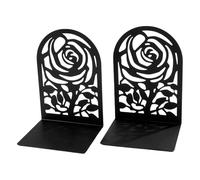 2Pcs Book Ends For Shelves Hollowed Flower Metal Bookends Heavy Duty End Decorative Stoppers For Shelves Desk Bookshelf Decoration