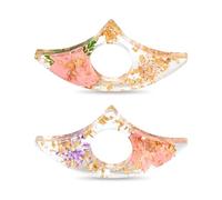 2Pcs Book Page Holder, Real Dried Flower Resin Thumb Ring Page Holder, Transparent Flower Bookmark with Gold Sprinkles, Book Reading Accessories for Women Teachers Bookworm Friends (Pink and Purple)