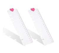 2PCS Bookmark Ruler for Binder, 20cm 6-Ring Journal Rulers Flexible Snap-in Page Marker Divider, Cute Pink Heart Accessory for A5/A6 Binders Notebooks