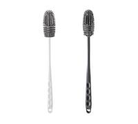 2pcs Bottle Cleaner Brush,Baby Mam Bottle Washer Brush for Cleaning Cleaner | Washing Flask Brushes Silicone Head with 28cm Handle for Various Containers Glass Cup Thermoses Baby Bottles,White & Grey