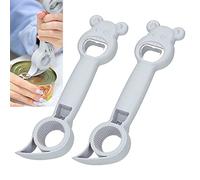 2Pcs Bottle Opener, 4-in-1 Can Opener Universal Classic Beer Opener Portable Manual Drinking Commercial Beverage Bottle Opener Jar for Kitchen Bar(Grey)