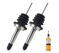 2Pcs Bottle Pourers for Spirits, Bottle Pourers for Spirits, Stainless Steel Pourer, Bottles Top Dispenser Suitable for Wine, Spirit, Whiskey, Alcoholic Beverages, Olive Oil and Syrup Bottles(Black)