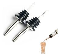 2Pcs Bottle Pourers for Spirits,Wine Dispenser,Speed Pourer,Olive Oil Spout,Liquor Pour Spouts,Bottles Pouring Stoppers,Cocktail Accessories,Stainless Steel Silicone Stopper,for Drinks Coffee Whiskey