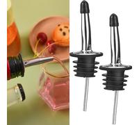 2PCS Bottle Pourers: Suitable for Spirits, Wine, Olive Oil, and More. Includes Stainless Steel Speed Pourers and Silicone Stoppers. Perfect for Drinks, Coffee, Whiskey, and Cocktail Accessories