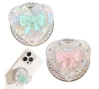 2Pcs Bow Magnetic Phone Grip Set, Heart Airbag Phone Finger Holder Grip