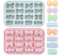 2Pcs Bow Silicone Molds 12 Cavity 3D Bowknot Fondant Mold Candy Chocolate Resin Mould Tray DIY Baking Decorating Tools for Cupcake Mousse Dessert Gummy Sugar Craft Cake Decorating