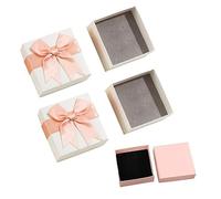 2pcs Bowknot Gift Box and 1pc Gift Box, Elegant Jewelry Gift Box with Lid, Paper Jewelry Box for Rings (Pink)