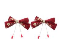2pcs Bowknot Hair Clip Iron Hairpin for Daily Activities | Chinese Traditional Style, Delicate Red Accent, Keeps Hair Neat and Secure, Suitable for Women