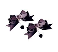 2pcs Bowknot Heart Shape Hairpins Girls Punk Hair Clip Halloween Ponytail Hair Clip With Chain For Woman Bangs