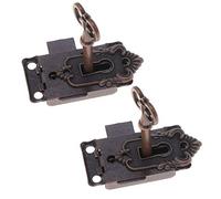 2pcs Box Old Style Hasp Safety Gate Latches Luggage Padlock Cabinet Locks with Keys Vintage Padlock Vintage Lock Key Vintage Cabinet Lock Vintage Key Lock Alloy Cupboard Hardware