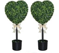 2PCS Boxwood Heart Topiary Outdoor, 32inch Heart-Shaped Artificial Boxwood Topiary Tree Plant with Pot, Valentine's Day Heart Shaped Topiary Trees, Indoor Outdoor Home Porch Garden Decor