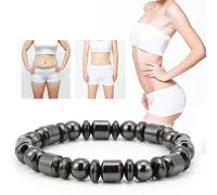 2Pcs Bracelet Magnet Unisex Stylish Weight Loss Black Stone Bracelet Health Care Magnetic Bracelet Women Men Gifts for Parents Friends